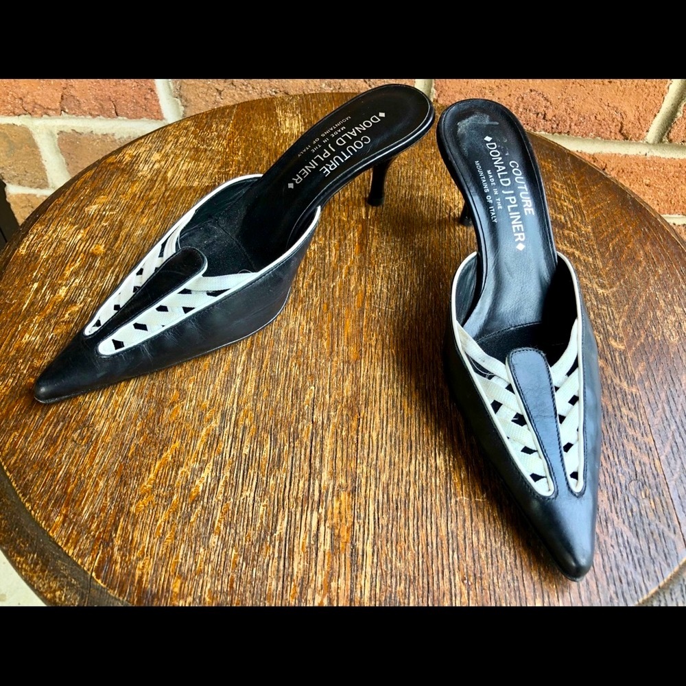 Vintage NWOT 90’s Donald J. Pliner Couture Designer Black Kitten Heels Size 6.5